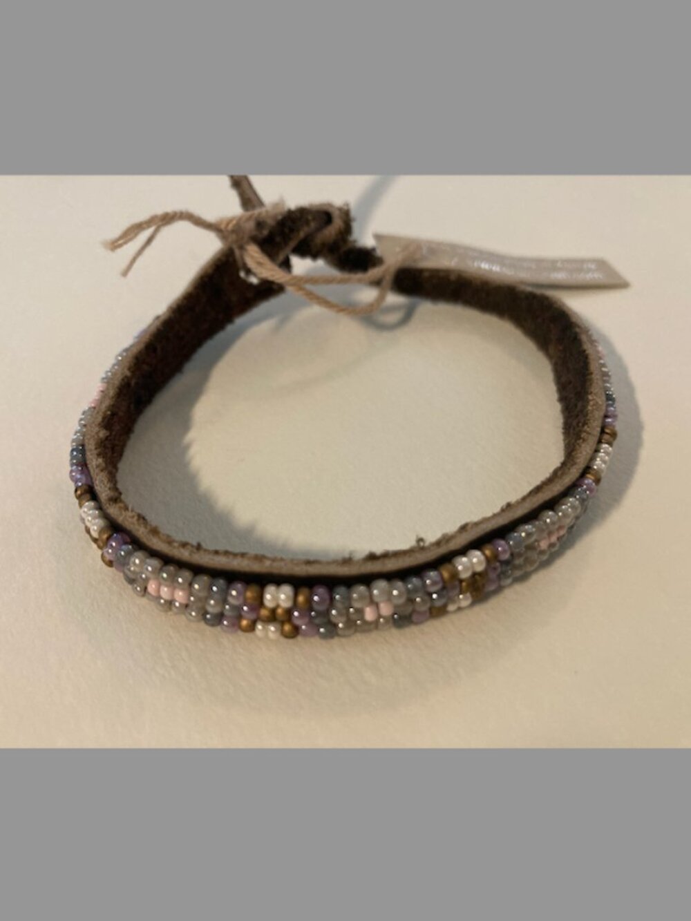 Chan Luu Single Wrap Suede Bracelet Pastel Seed Bead Woven Leather Adjustable